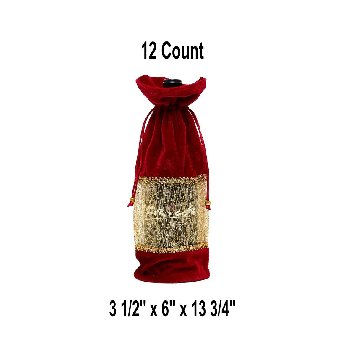 Velvet Red Wine Gift Bag 3 1/2'' x 6'' x 13 3/4''