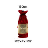 Velvet Red Wine Gift Bag 3 1/2'' x 6'' x 13 3/4''