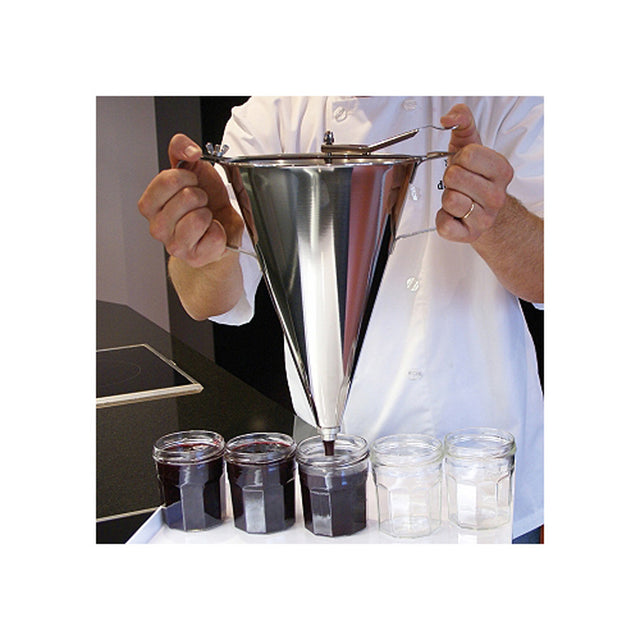 De Buyer 3354.52 Kwik Max 3.3 Liter Stainless Steel Piston Funnel with Stand