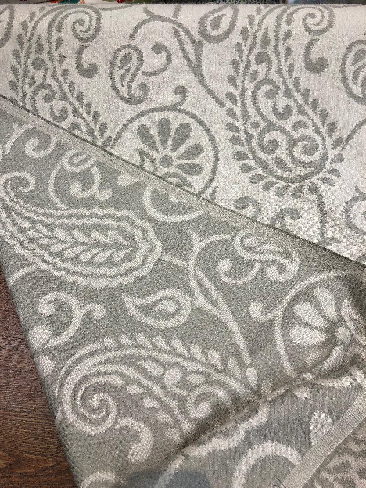 Paisley Patina Noble Linen Cotton Fabric - Paisley Pattern, Upholstery Drapery Fabric, 24.5" Vertical Repeat, 14" Horizontal Repeat (1 Yard)