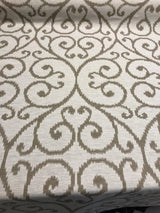 Scroll Baige Khaki Linen Cotton Fabric - Khaki Scroll Jacquard, 54" Width (1 Yard)