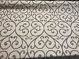 Scroll Baige Khaki Linen Cotton Fabric - Khaki Scroll Jacquard, 54" Width (1 Yard)
