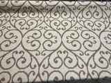 Scroll Baige Khaki Linen Cotton Fabric - Khaki Scroll Jacquard, 54" Width (1 Yard)