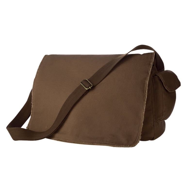 Pigment-Dyed Raw-Edge Messenger Bag