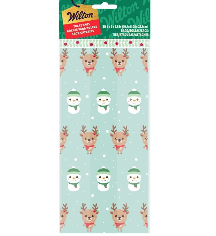 Wilton Cute Santa Friends Holiday Treat Bags with Red Twist Ties – 20 Count