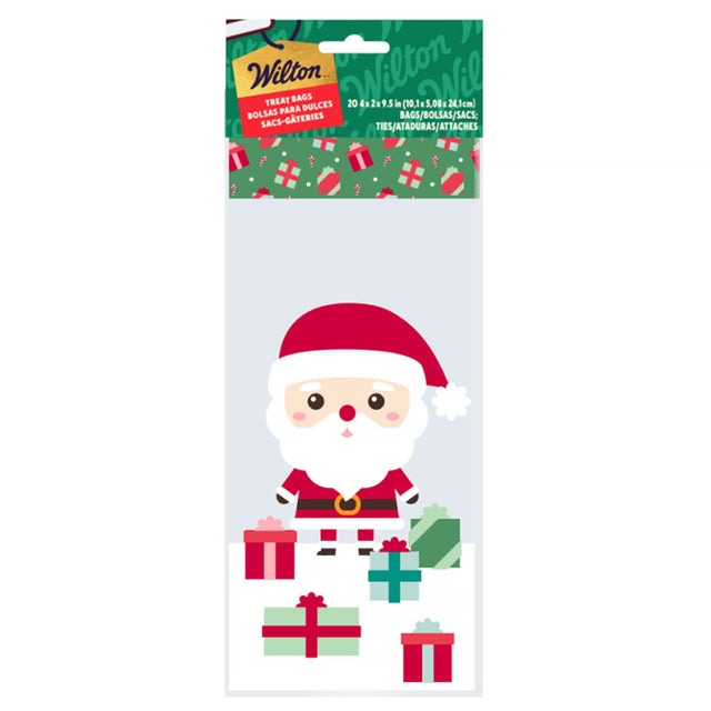 Wilton Cute Santa and presents Treat Bags with Twist Ties – 20 Count