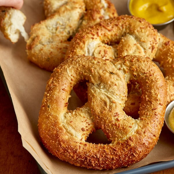 SuperPretzel Jalapeno Pepperjack Cheese Stuffed Soft Pretzels 6.25 oz. - 24/Case