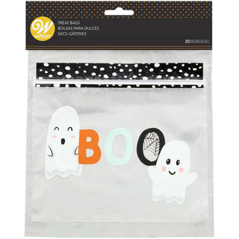 Wilton Whimsical Ghost Resealable Halloween Treat Bags, 20-Count