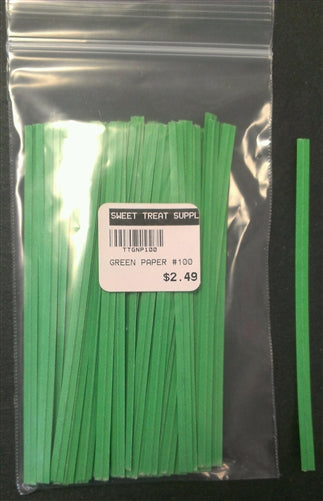 Green Paper Twist Ties - 100 Pack
