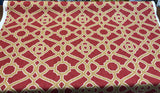 P Kaufmann Pavilion Fretwork Cotton Fabric - Rouge Red Gold Fretwork, 54" Width (1 Yard)
