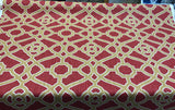P Kaufmann Pavilion Fretwork Cotton Fabric - Rouge Red Gold Fretwork, 54" Width (1 Yard)