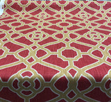 P Kaufmann Pavilion Fretwork Cotton Fabric - Rouge Red Gold Fretwork, 54" Width (1 Yard)