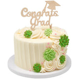 Graduation Wooden Cake Topper with Hat Congrats Grad! Layon Cake