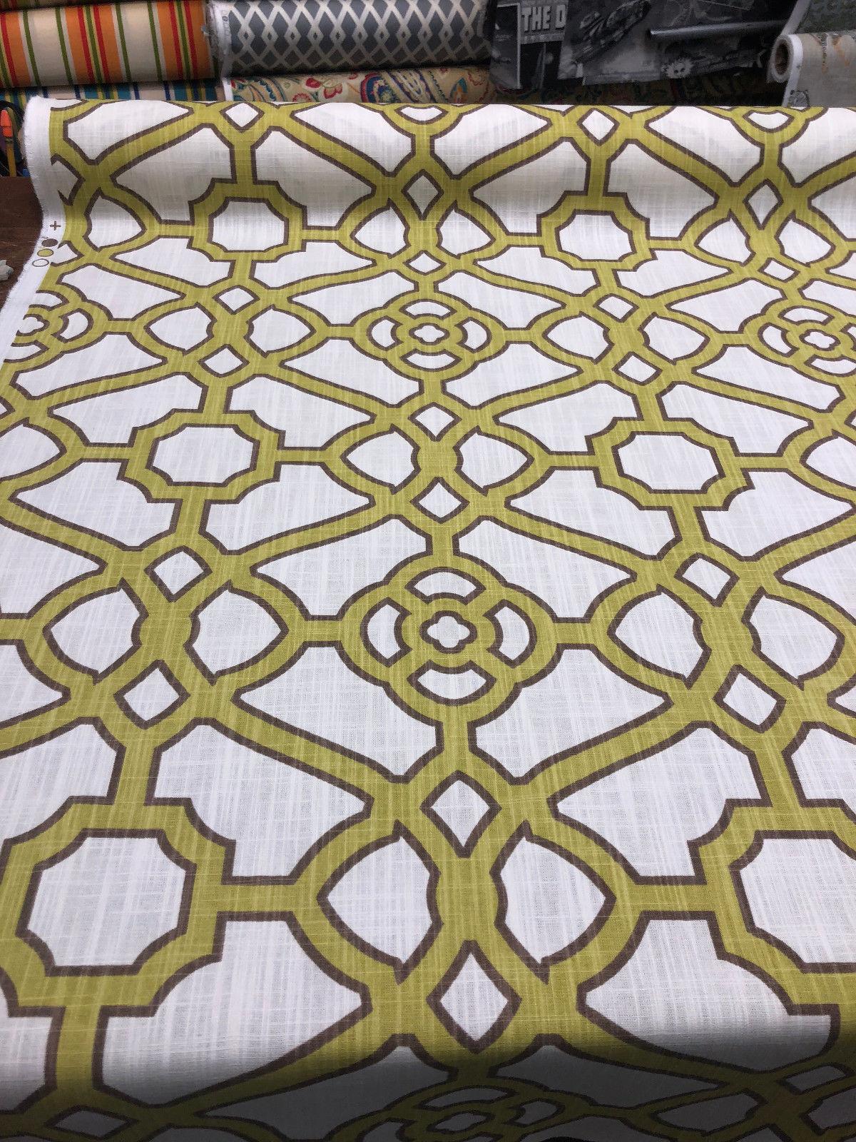 P Kaufmann Pavilion Fretwork Cotton Fabric - Kiwi Green Fretwork, 54" Width (1 Yard)
