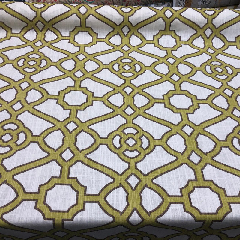 P Kaufmann Pavilion Fretwork Cotton Fabric - Kiwi Green Fretwork, 54" Width (1 Yard)