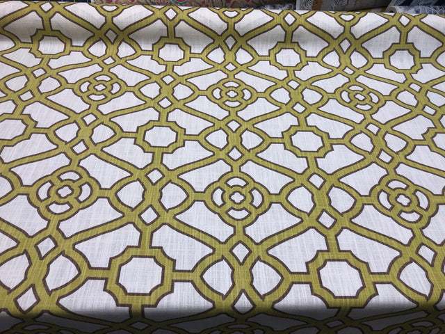 P Kaufmann Pavilion Fretwork Cotton Fabric - Kiwi Green Fretwork, 54" Width (1 Yard)