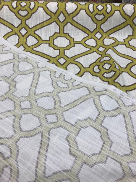 P Kaufmann Pavilion Fretwork Cotton Fabric - Kiwi Green Fretwork, 54" Width (1 Yard)