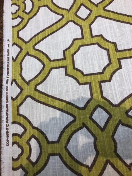 P Kaufmann Pavilion Fretwork Cotton Fabric - Kiwi Green Fretwork, 54" Width (1 Yard)