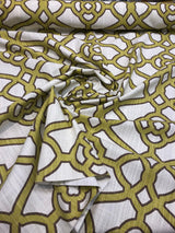 P Kaufmann Pavilion Fretwork Cotton Fabric - Kiwi Green Fretwork, 54" Width (1 Yard)