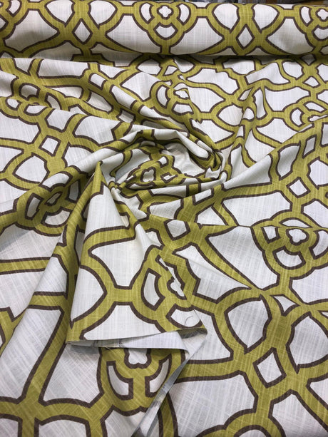 P Kaufmann Pavilion Fretwork Cotton Fabric - Kiwi Green Fretwork, 54" Width (1 Yard)