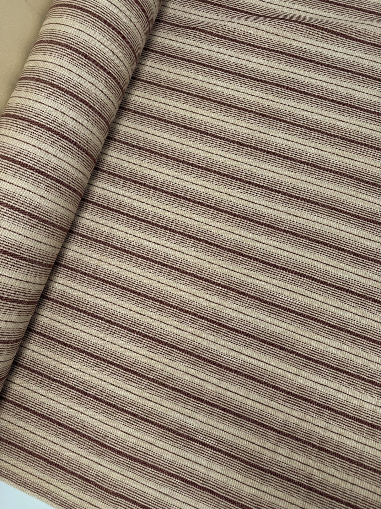 Wool Cotton Striped Fabric