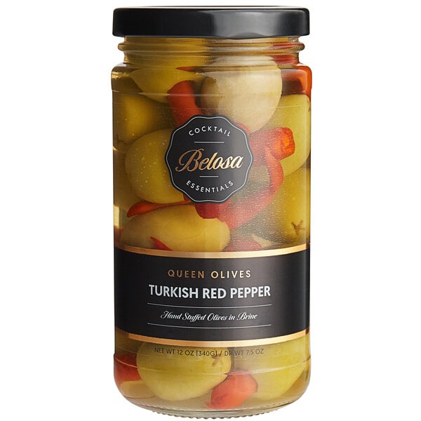 Belosa Turkish Red Pepper Stuffed Queen Olives 12 oz. (7.5 oz. Dr. Wt.)