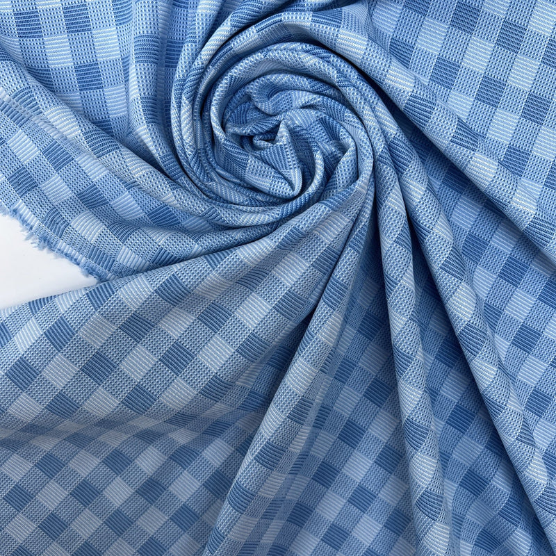 Polyamide Elastane Checked Knit White Blue