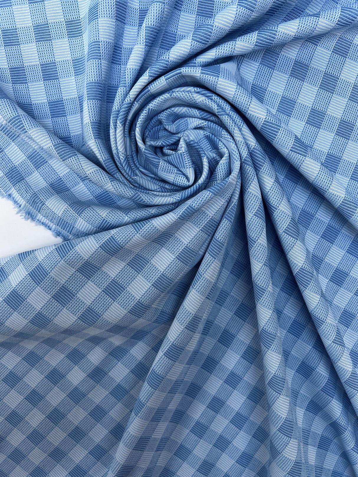 Polyamide Elastane Checked Knit White Blue