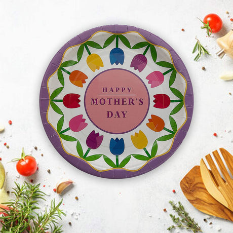 8 Count Mothers Day Party Happy Mothers Day Flowers Paper Dessert Plates 7 Inch