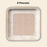 8 Count Burlap and Lace Square Paper Dessert Plates 7 Inch Print Plates & Bowls