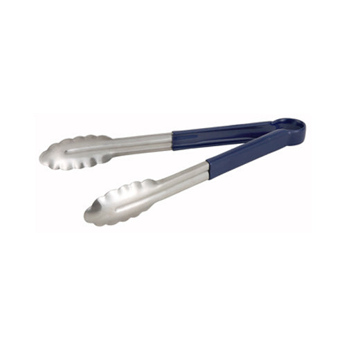 Winco Utility Tongs, Heavy Duty, with PVC Sleeve, 9" Blue