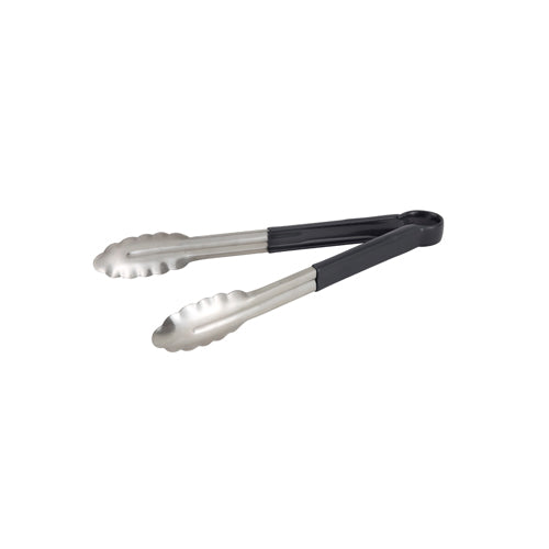 Winco Utility Tongs, Heavy Duty, with Vinyl Sleeve, 12" Black