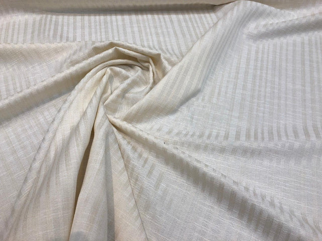 Highland Buff Stripes Cotton Polyester Fabric - Cream Textured Horizontal Stripes, 54" Width (1 Yard)