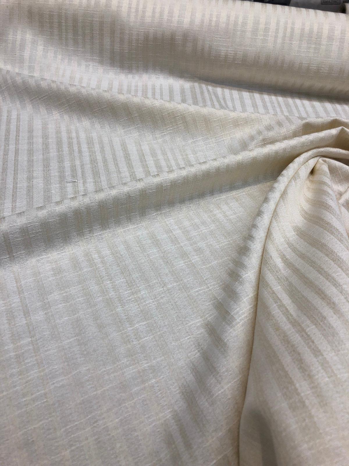 Highland Buff Stripes Cotton Polyester Fabric - Cream Textured Horizontal Stripes, 54" Width (1 Yard)
