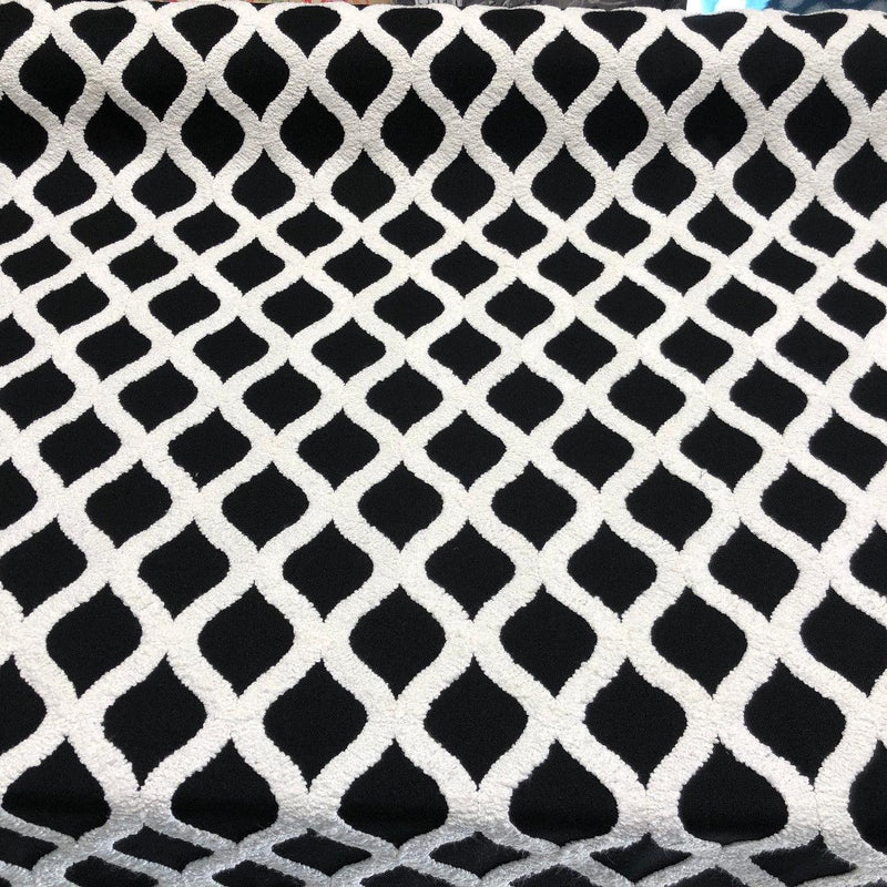 Valiant Time Polyester Fabric - Black Embroidered Modern Rope, 54" Width (1 Yard)