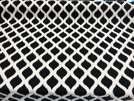 Valiant Time Polyester Fabric - Black Embroidered Modern Rope, 54" Width (1 Yard)