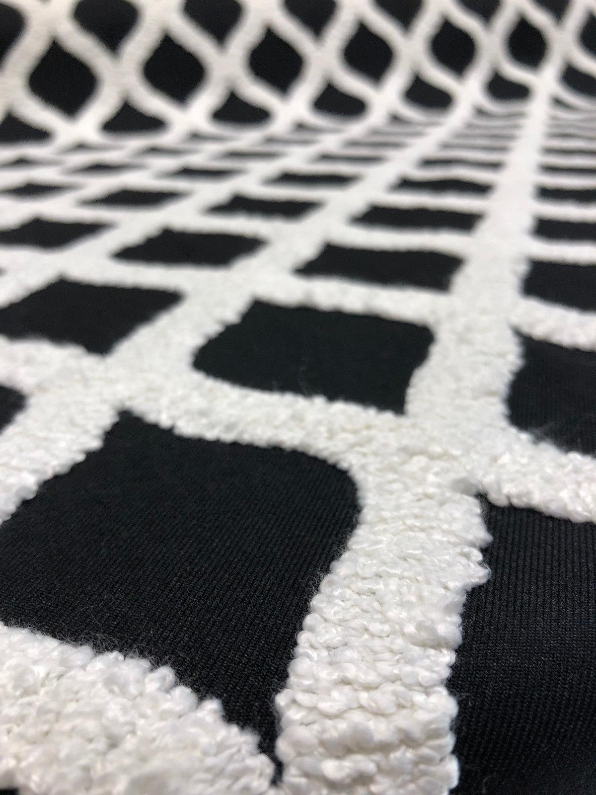 Valiant Time Polyester Fabric - Black Embroidered Modern Rope, 54" Width (1 Yard)