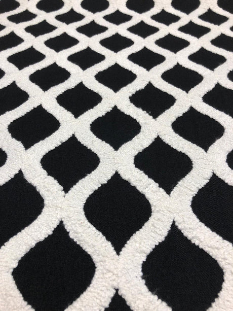 Valiant Time Polyester Fabric - Black Embroidered Modern Rope, 54" Width (1 Yard)
