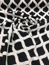 Valiant Time Polyester Fabric - Black Embroidered Modern Rope, 54" Width (1 Yard)