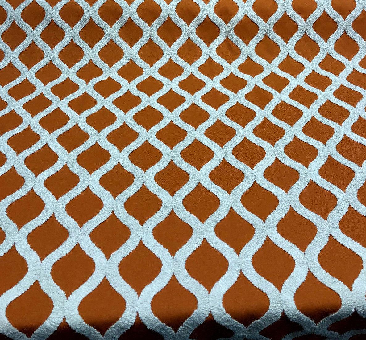 Valiant Time Polyester Embroidered Fabric - Spice Orange Modern Rope Pattern, 54" Width (1 Yard)