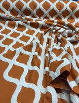 Valiant Time Polyester Embroidered Fabric - Spice Orange Modern Rope Pattern, 54" Width (1 Yard)