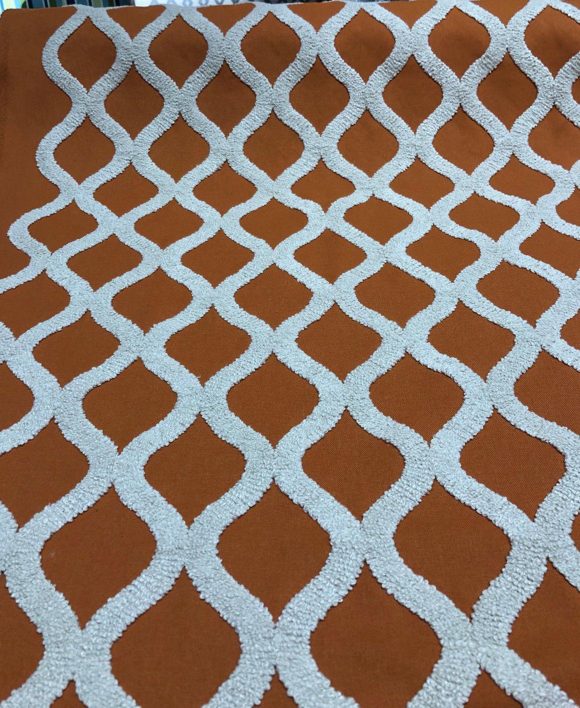 Valiant Time Polyester Embroidered Fabric - Spice Orange Modern Rope Pattern, 54" Width (1 Yard)
