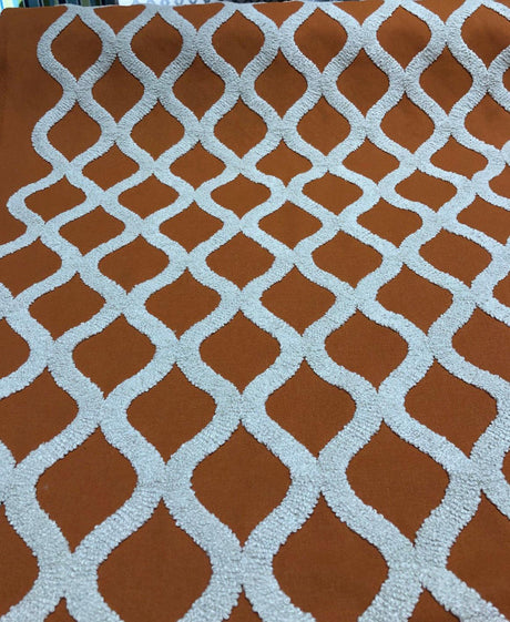 Valiant Time Polyester Embroidered Fabric - Spice Orange Modern Rope Pattern, 54" Width (1 Yard)
