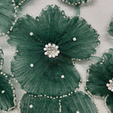 Beaded 3D Floral Lace Fabric - 3D Floral Embroidered Net Mesh, 52" Wide (1 Yard)