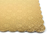 Gold Scalloped Square Cake Board, 12", Pack of 5