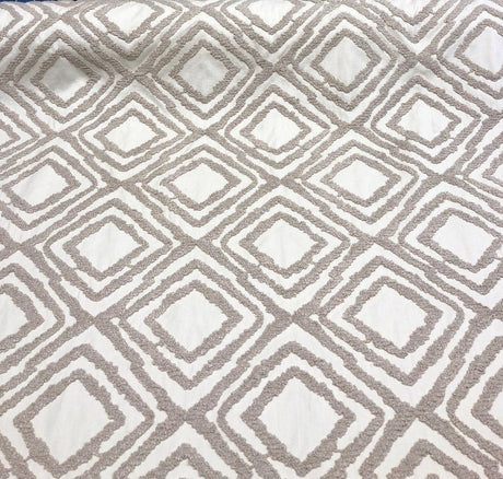 Valiant Attitude Cotton Polyester Rope Embroidered Fabric - Cream Geometric Pattern, 54" Width (1 Yard)