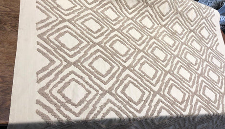 Valiant Attitude Cotton Polyester Rope Embroidered Fabric - Cream Geometric Pattern, 54" Width (1 Yard)