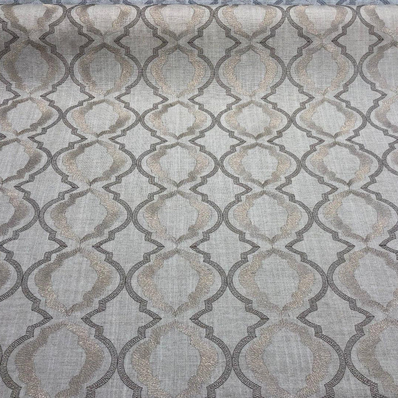 Barriester Natural Embroidered Polyester Fabric - Beige, Natural, 56" Width (1 Yard)