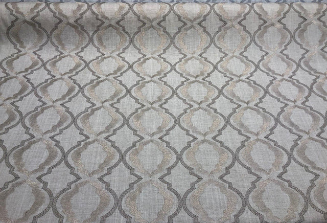 Barriester Natural Embroidered Polyester Fabric - Beige, Natural, 56" Width (1 Yard)