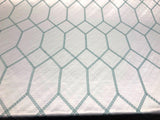 Avalon Sky Blue Jacquard Embroidered Fabric - White With Sky Blue Geometric Pattern, 56" Width (1 Yard)